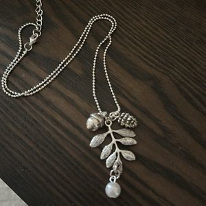 Winter Silvertone Necklace with Charms